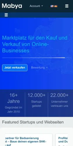 Preview of the Mabya website, a media outlet in Germany for sponsored articles