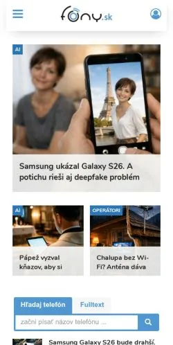 スポンサード記事向けのスロバキアメディア、Fony.skのサイトプレビュー