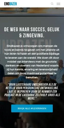 Podgląd witryny Eindbazen Podcast, medium z kraju Holandia do artykułów sponsorowanych