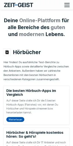 Forhåndsvisning av nettstedet Zeitgeist, medium fra Tyskland for sponsede artikler