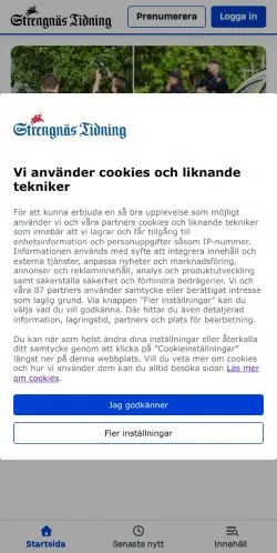Podgląd witryny Strengnäs Tidning, medium z kraju Szwecja do artykułów sponsorowanych