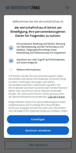 스폰서 기사용 스위스 매체 Die Wirtschaftsfrau 사이트 미리보기
