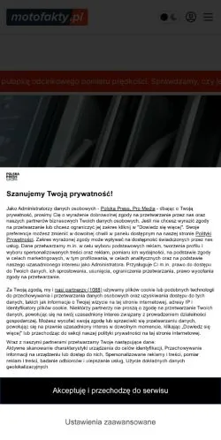 Anteprima del sito Motofakty, media di Polonia per articoli sponsorizzati