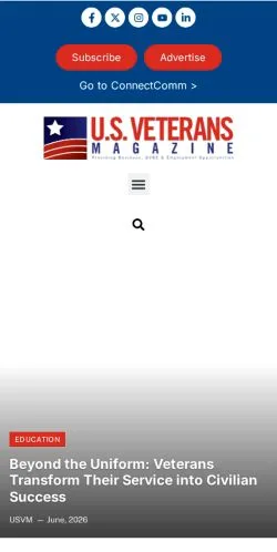 Podgląd witryny U.S. Veterans Magazine, medium z kraju Stany Zjednoczone do artykułów sponsorowanych