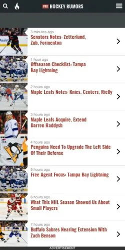 Pré-visualização do site ProHockeyRumors, meio de Estados Unidos para artigos patrocinados