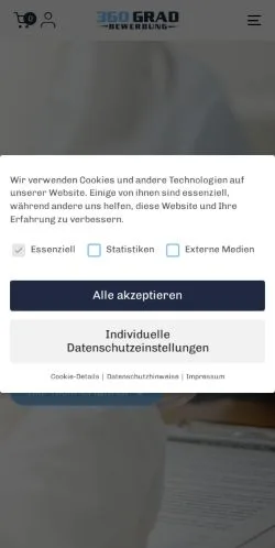 스폰서 기사용 독일 매체 360 Grad Bewerbung 사이트 미리보기