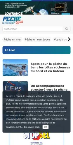 Aperçu du site Peche, référencé pour publier un article sponsorisé