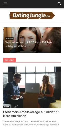 スポンサード記事向けのドイツメディア、Datingjungleのサイトプレビュー