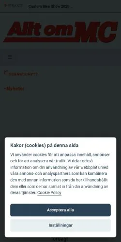 Anteprima del sito Allt om MC, media di Svezia per articoli sponsorizzati