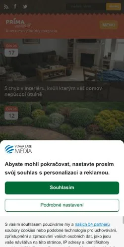 Anteprima del sito Príma Receptář, media di Cechia per articoli sponsorizzati