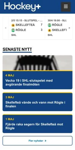 Anteprima del sito Hockeyplus, media di Svezia per articoli sponsorizzati