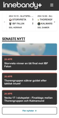 Anteprima del sito Innebandyplus, media di Svezia per articoli sponsorizzati