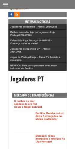 Anteprima del sito Jogadores PT, media di Portogallo per articoli sponsorizzati