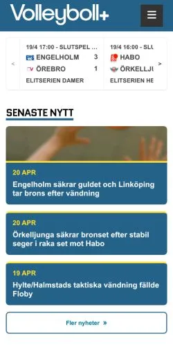 Anteprima del sito VolleybollPlus, media di Svezia per articoli sponsorizzati