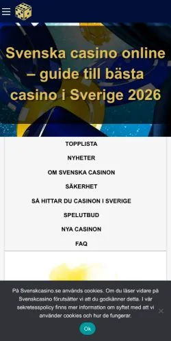 Anteprima del sito Svenska Casinon, media di Svezia per articoli sponsorizzati