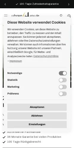 Anteprima del sito Uhren For You, media di Germania per articoli sponsorizzati