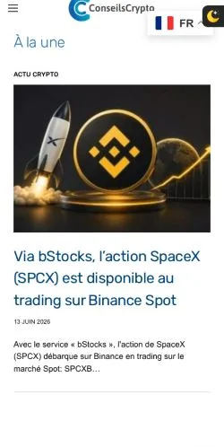 Preview of the Conseils Crypto website, a media outlet in France for sponsored articles