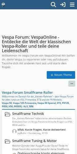 Anteprima del sito VespaOnline, media di Germania per articoli sponsorizzati