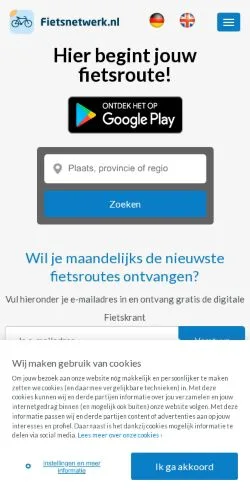 Anteprima del sito Fietsnetwerk, media di Paesi Bassi per articoli sponsorizzati