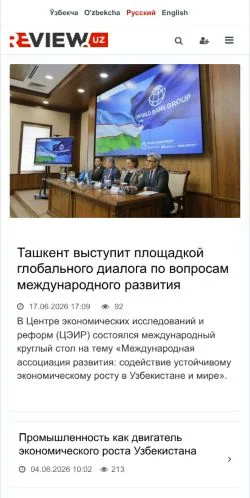 Podgląd witryny Uzbekistan Review, medium z kraju Rosja do artykułów sponsorowanych