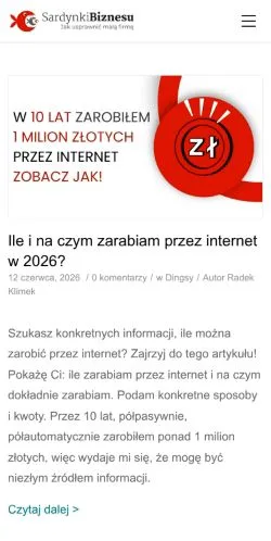 Anteprima del sito SardynkiBiznesu, media di Polonia per articoli sponsorizzati