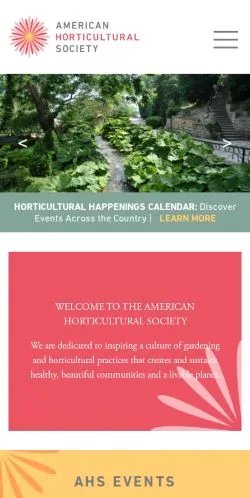 Podgląd witryny American Horticultural Society, medium z kraju Stany Zjednoczone do artykułów sponsorowanych