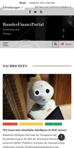Podgląd witryny BundesFinanzPortal, medium z kraju Niemcy do artykułów sponsorowanych