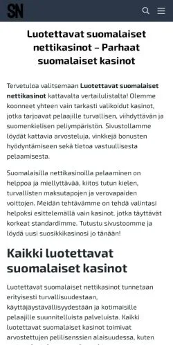 Anteprima del sito Suomalaiset Nettikasinot, media di Finlandia per articoli sponsorizzati