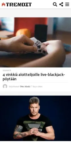 Aperçu du site Trending, média de Finlande pour articles sponsorisés