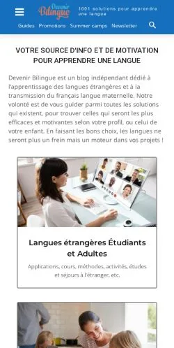 Aperçu du site Devenir Bilingue, média de France pour articles sponsorisés