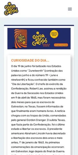 Anteprima del sito Guia dos Curiosos, media di Brasile per articoli sponsorizzati