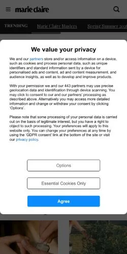 Anteprima del sito Marie Claire UK, media di Regno Unito per articoli sponsorizzati