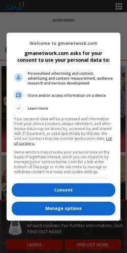 Forhåndsvisning av nettstedet GMA Network, medium fra USA for sponsede artikler