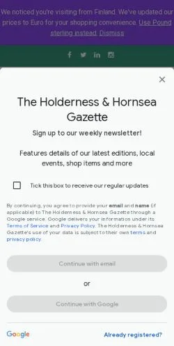 Anteprima del sito Holderness And Hornsea Gazette, media di Regno Unito per articoli sponsorizzati