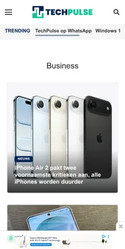 Podgląd witryny TechPulse Business, medium z kraju Belgia do artykułów sponsorowanych