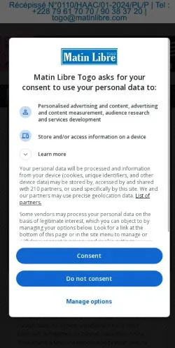 Anteprima del sito Matin Libre Togo, media di Francia per articoli sponsorizzati