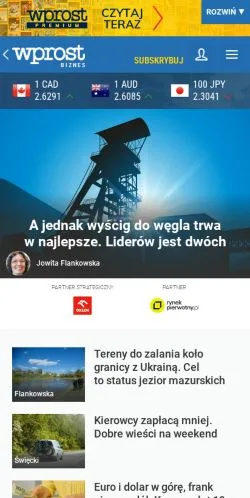 Anteprima del sito Biznes Wprost, media di Polonia per articoli sponsorizzati
