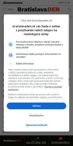Anteprima del sito BratislavaDen, media di Slovacchia per articoli sponsorizzati