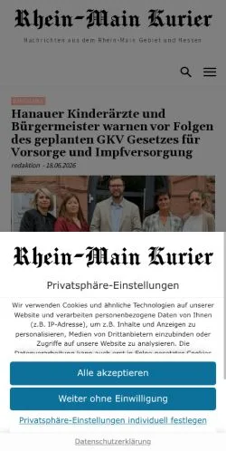 Anteprima del sito Rhein-Main Kurier, media di Germania per articoli sponsorizzati