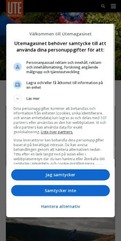 Podgląd witryny Utemagasinet, medium z kraju Szwecja do artykułów sponsorowanych