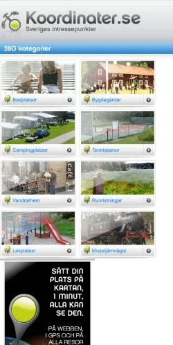 Podgląd witryny Koordinater, medium z kraju Szwecja do artykułów sponsorowanych