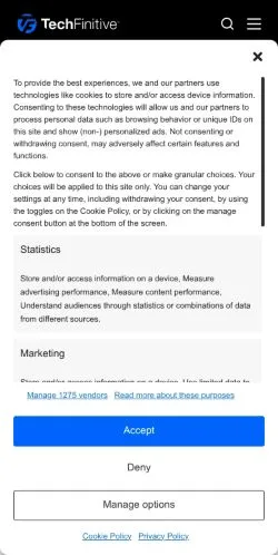 Aperçu du site TechFinitive, média de États-Unis pour articles sponsorisés