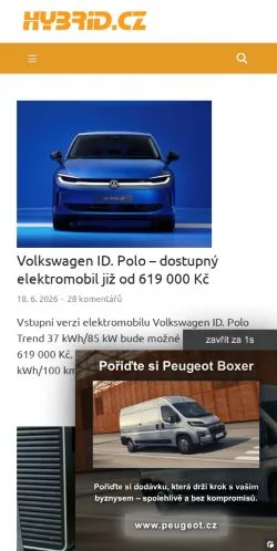 Podgląd witryny Hybrid, medium z kraju Czechy do artykułów sponsorowanych