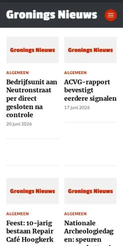 Podgląd witryny Gronings Nieuws, medium z kraju Holandia do artykułów sponsorowanych