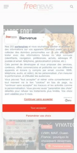 Anteprima del sito Freenews, media di Francia per articoli sponsorizzati