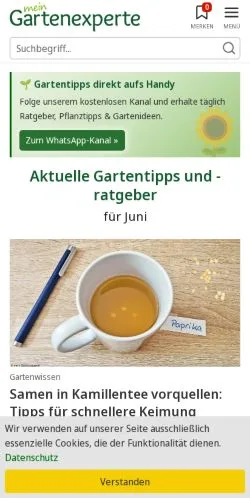 Anteprima del sito Mein Gartenexperte, media di Germania per articoli sponsorizzati