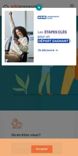 Anteprima del sito Wikipreneurs, media di Belgio per articoli sponsorizzati
