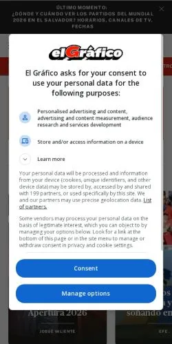 スポンサード記事向けのアメリカ合衆国メディア、El Gráficoのサイトプレビュー