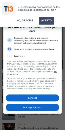 Vista previa del sitio Teletrece, medio de Laos para artículos patrocinados