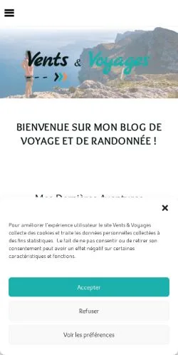 Anteprima del sito Vents Et Voyages, media di Francia per articoli sponsorizzati